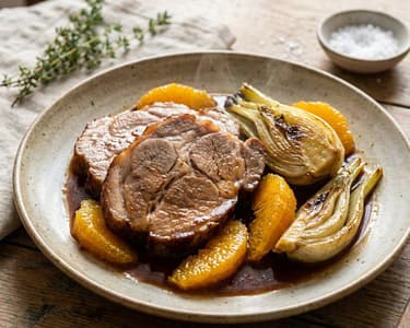 Roasted Pork Neck with Fennel and Orange
