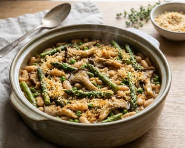 Zöldséges cassoulet spárgával és fehérbabbal