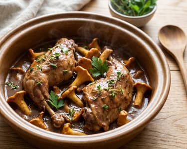 Rabbit Leg with Chanterelle Mushrooms