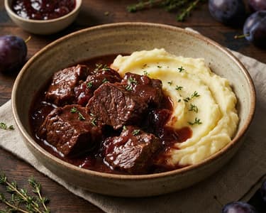 Red Wine Braised Beef with Plum Jam
