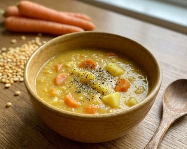 Homemade Yellow Split Pea Soup with Vegetables