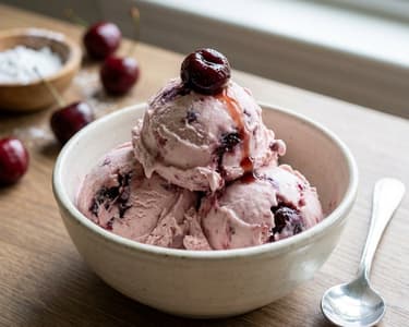 Mascarpone Cherry Ice Cream with Roasted Cherries