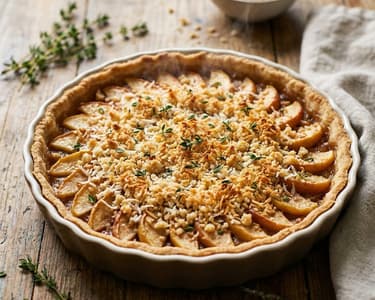 Almás pite kakukkfűvel és kókuszos morzsával