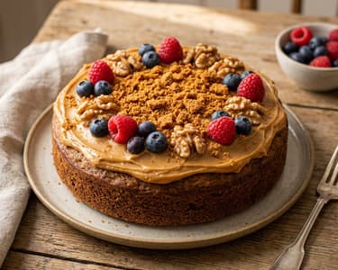 Walnut cake with salted caramel