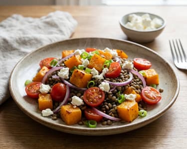 Warm Lentil Salad with Roasted Butternut Squash
