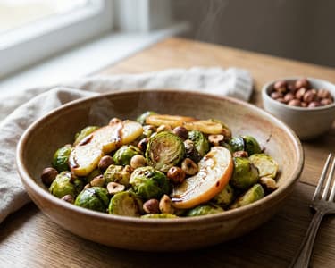 Warm Brussels Sprout Salad with Toasted Hazelnuts