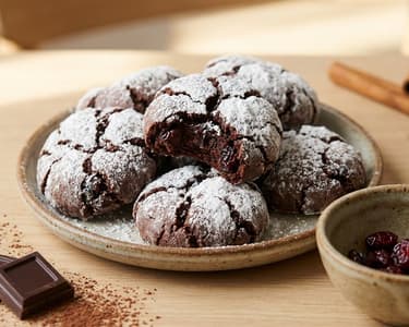 Chocolate Crinkles with Dried Cranberries