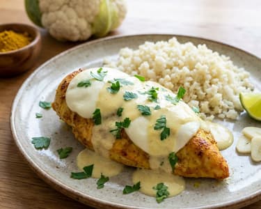 Curry-s csirkemell karfiolrizzsel | Könnyű fitnesz ebéd