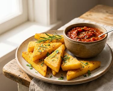 Polenta Patties with Tomato Dip