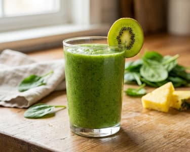 Green smoothie with mango, pineapple, and kiwi | Vitamin bomb for breakfast