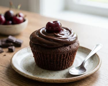 Egyszerű meggyes-csokoládés cupcake