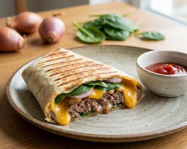 Sült burger tortilla wrap