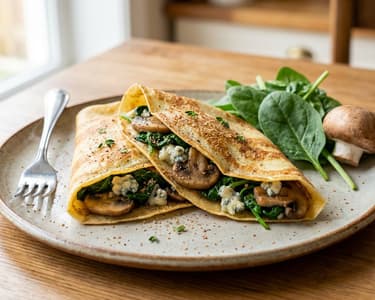 Spinach and Roquefort Cheese Pancakes