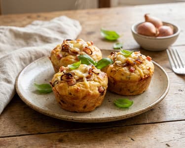 Goudás muffin sonkás-mogyoróhagymás morzsával