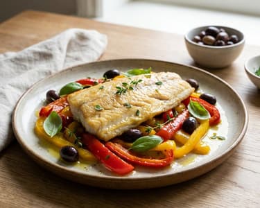 Konfitált farkassügér sültpaprika-salátával | Mediterrán élvezet