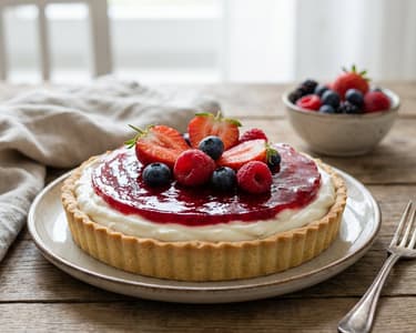 Omlós pite túrókrémmel és erdei gyümölcs zselével