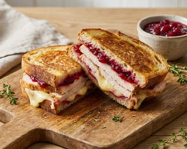 Grillezett pulykás szendvics camembert sajttal és áfonyás öntettel
