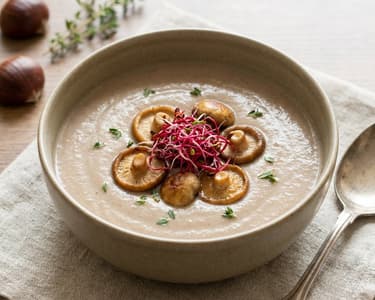 Chestnut Cream Soup with Shiitake Mushrooms