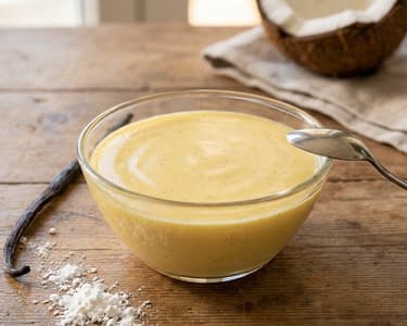 Vaníliás tojássárgája puding kókusztejjel