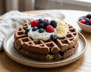 Chocolate-Banana Waffles with Chia Seeds