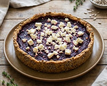 Beetroot quiche with sunflower seed crust