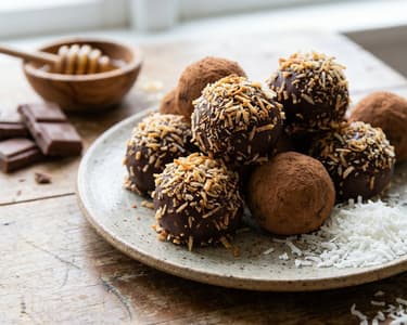 Coconut chocolate truffles with Malibu