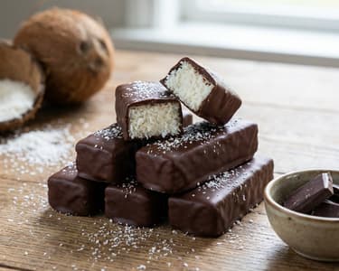 Homemade Coconut Slice with Dark Chocolate