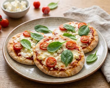 Pita minipizza fetával és spenóttal