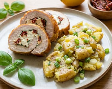 Ricotta Turkey Roulade with Smashed Potatoes