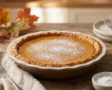 Sugar-free pumpkin pie with peanut butter crust