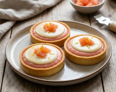 Grapefruit cream tartlet with white chocolate and gin