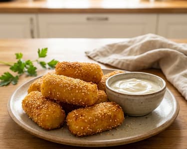 Sesame Potato Croquettes with Cheese