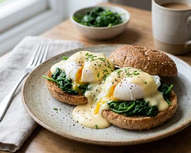 Eggs Florentine with creamy cheese sauce