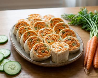Tortilla rolls with carrot cream