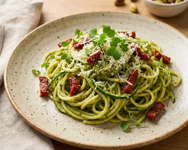 Zucchini Spaghetti with Pistachio Pesto