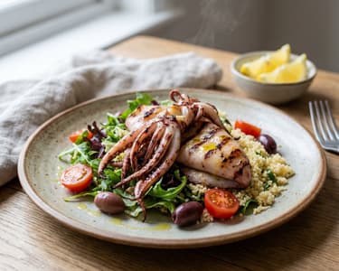 Grilled Squid Tentacles with Fresh Salad