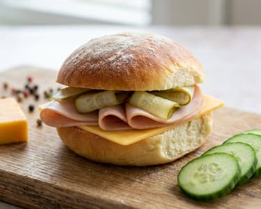 Házi vajas zsemle pulykasonkával és cheddarral