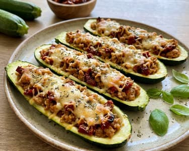 Baked Zucchini Stuffed with Minced Meat