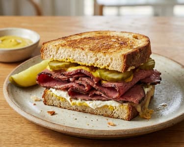 Pastrami sandwich with sourdough bread