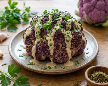Sült karfiol tahini öntettel és za'atar fűszerrel