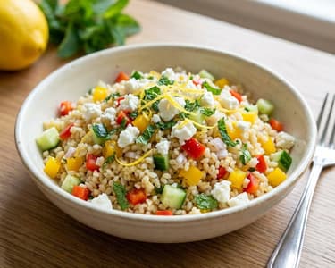 Bulgursaláta feta sajttal és mentával