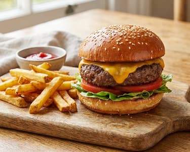 Hamburger sült krumplival