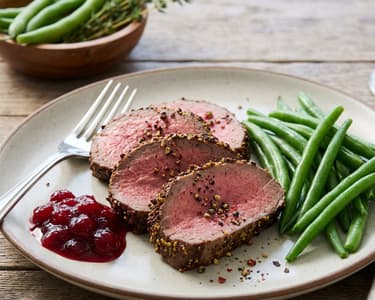 Roastbeef zöldbabbal és vörösáfonyával