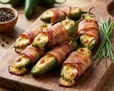 Sült jalapeno paprikák szalonnával