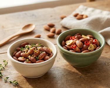 Pirított mandula 2 módon | Kakukkfüves és chilis snack