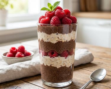 Csokoládés chia puding éjszakai zabkásával