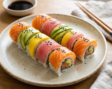 Rainbow sushi roll | Spectacular and delicious homemade sushi
