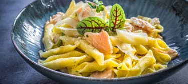 Garganelli lazaccal és cukkínivel