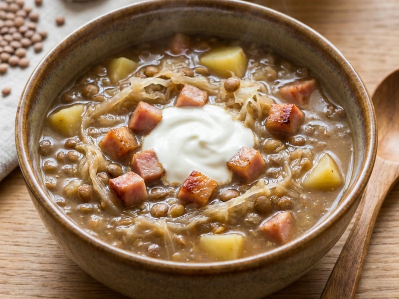 Lentil soup with cabbage