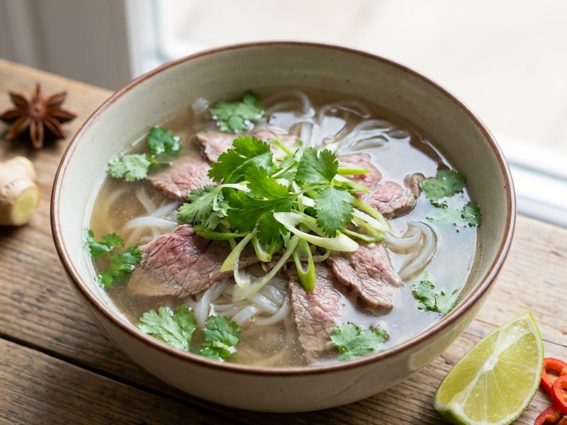 Quick 'pho' soup with veal